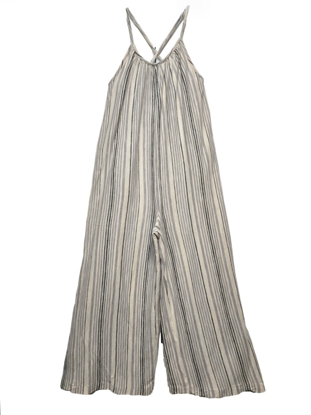 Treasure & Bond Kids Cream & Grey Striped Jumpsuit, Size 7-8 ~ VGUC